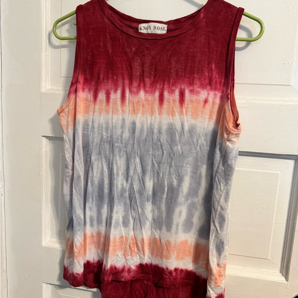 Knox Rose Red and Orange Tie-Dye Tank Top